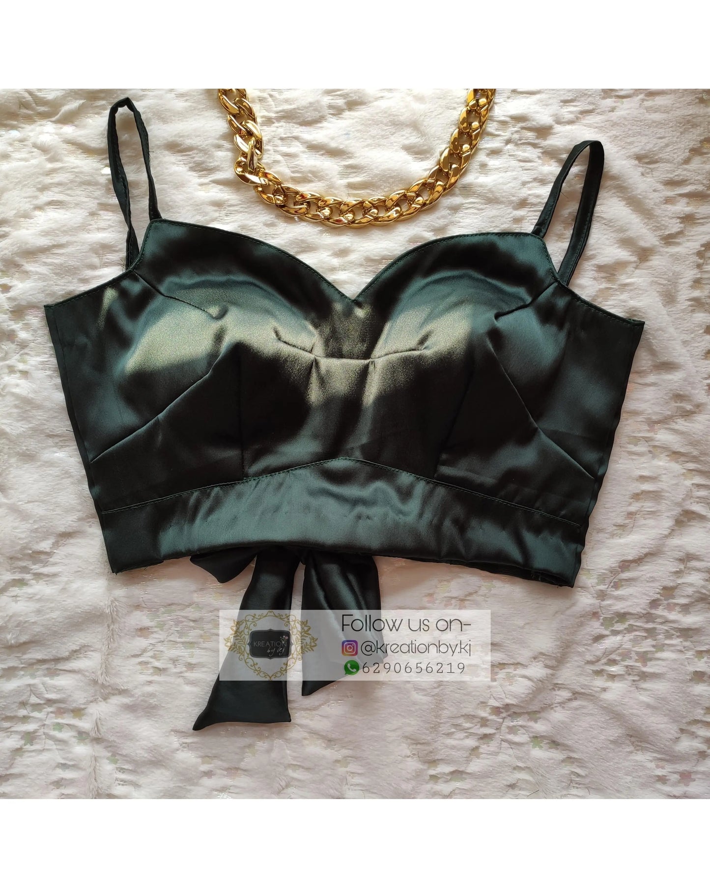 Dark Blackish Green Strappy Blouse - kreationbykj