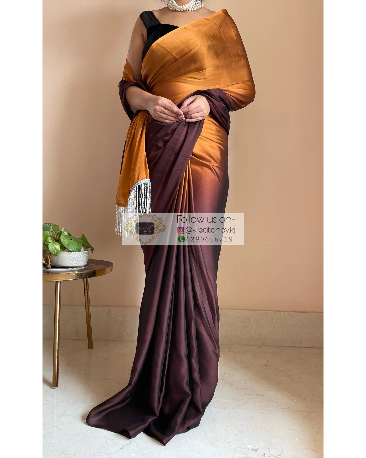 Summer Sands Ombré Georgette Saree with Handmade Tassels on Pallu - kreationbykj