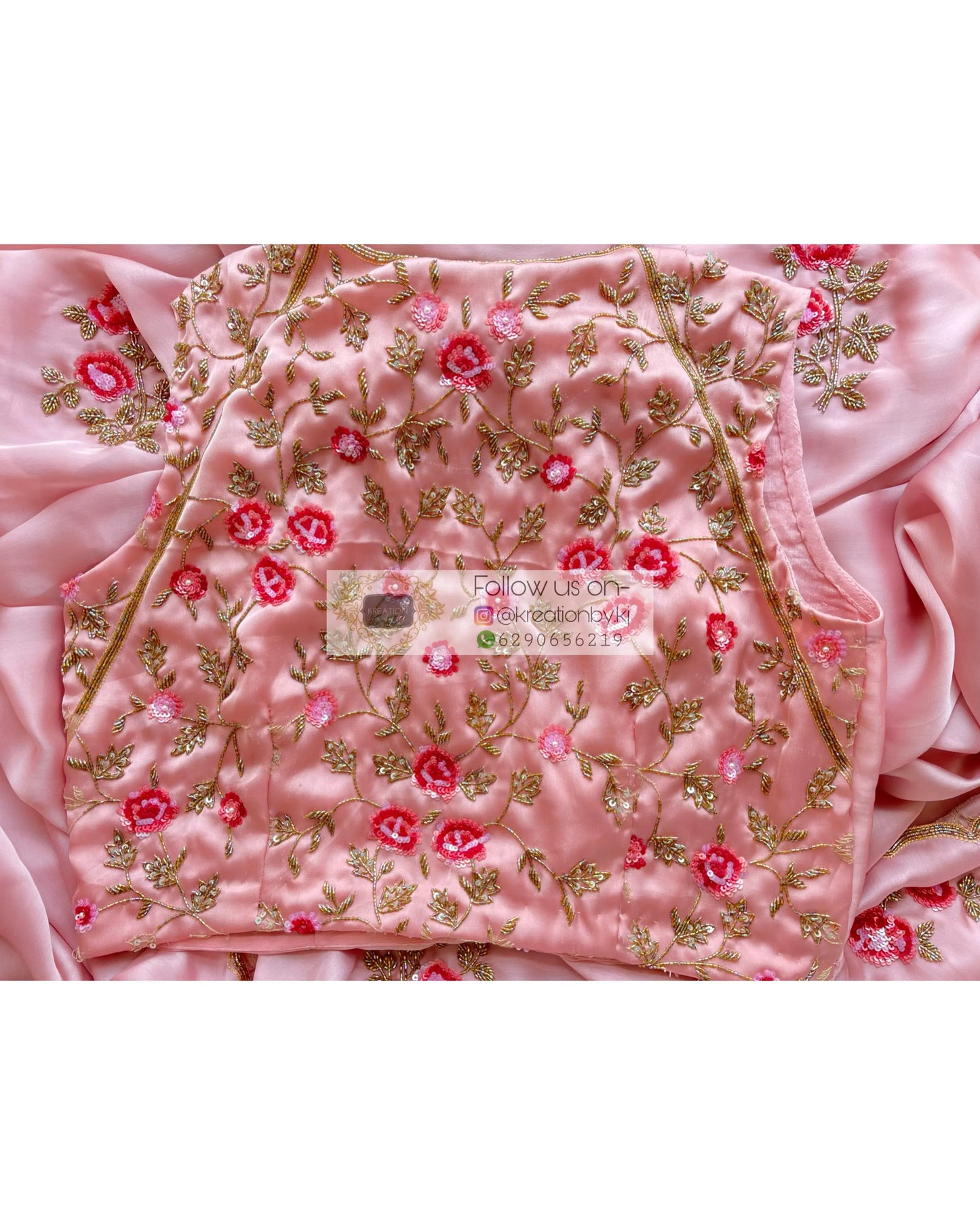 Remember the Roses Onion Pink Crepe Silk Saree - kreationbykj