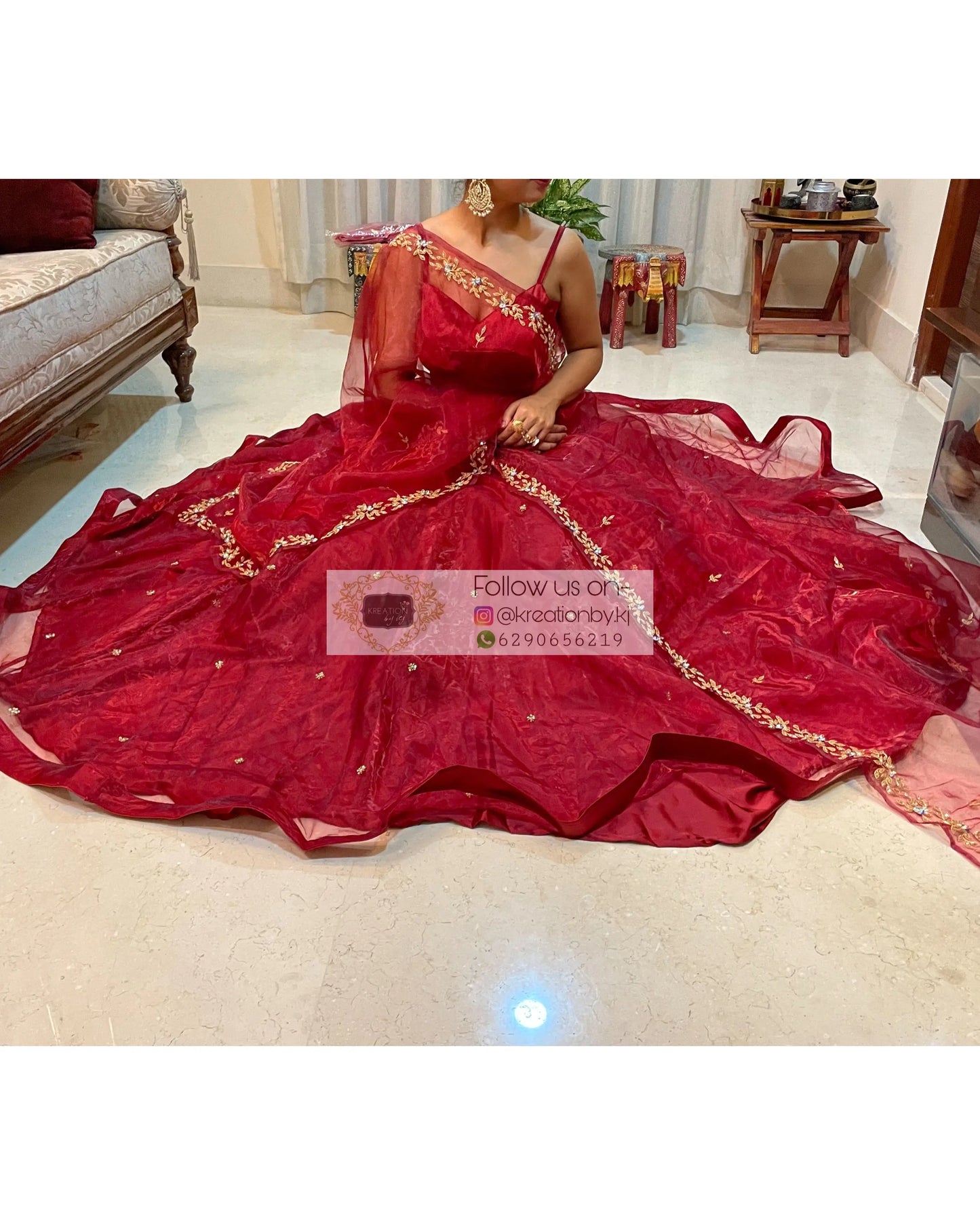 Red Tara Lehenga - kreationbykj