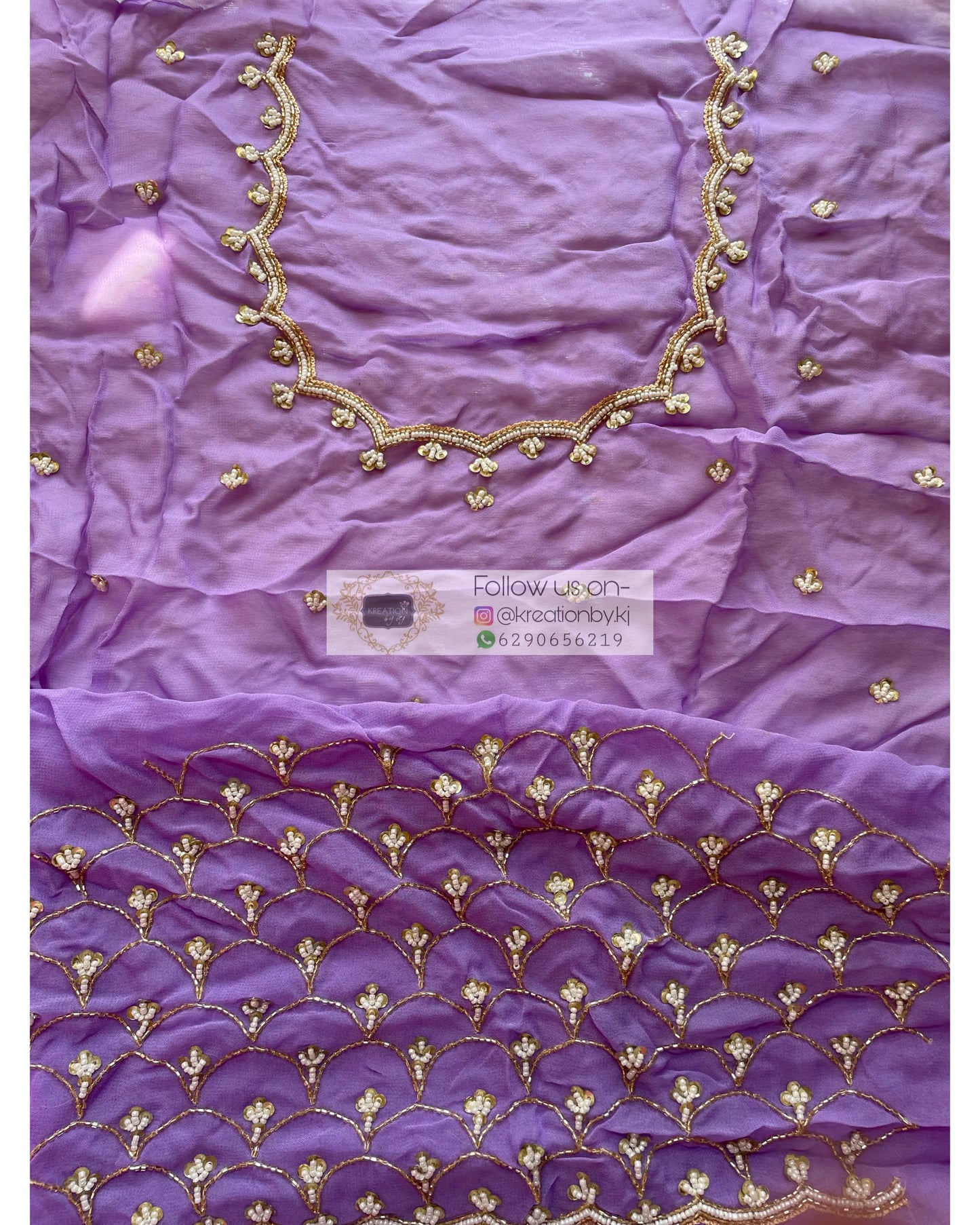Lavender Mehraab Cutdana Jaal Saree - kreationbykj