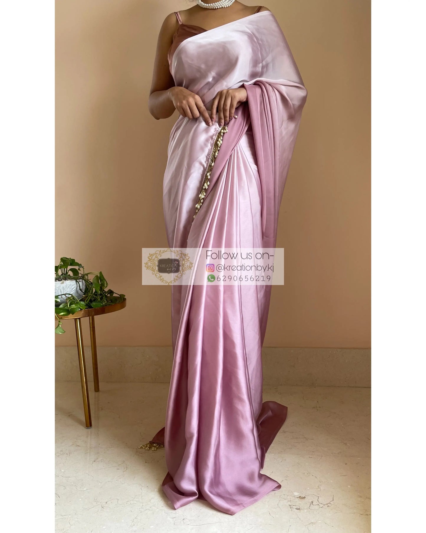Mauve Ombré Crepe Silk Saree - kreationbykj