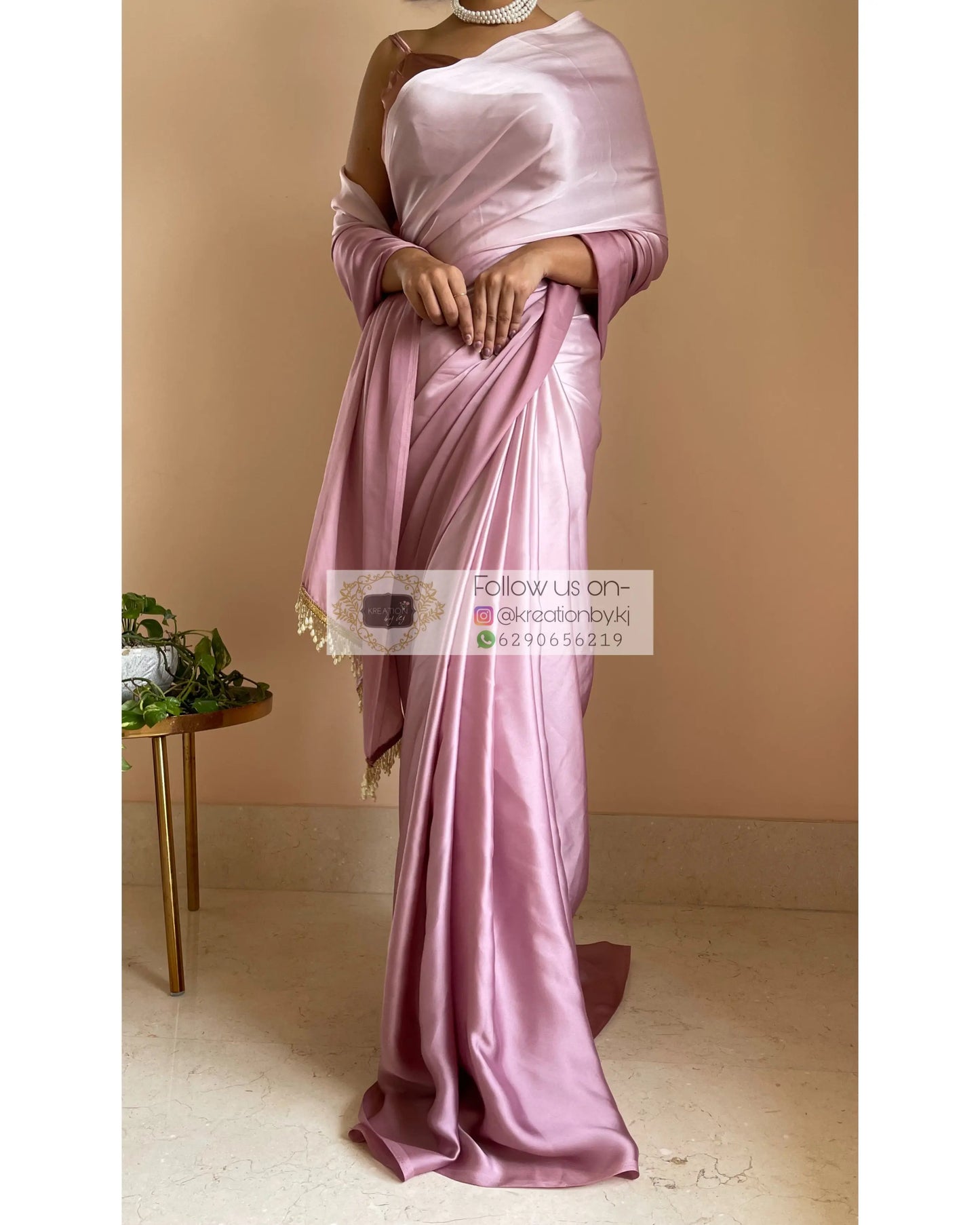 Mauve Ombré Crepe Silk Saree - kreationbykj