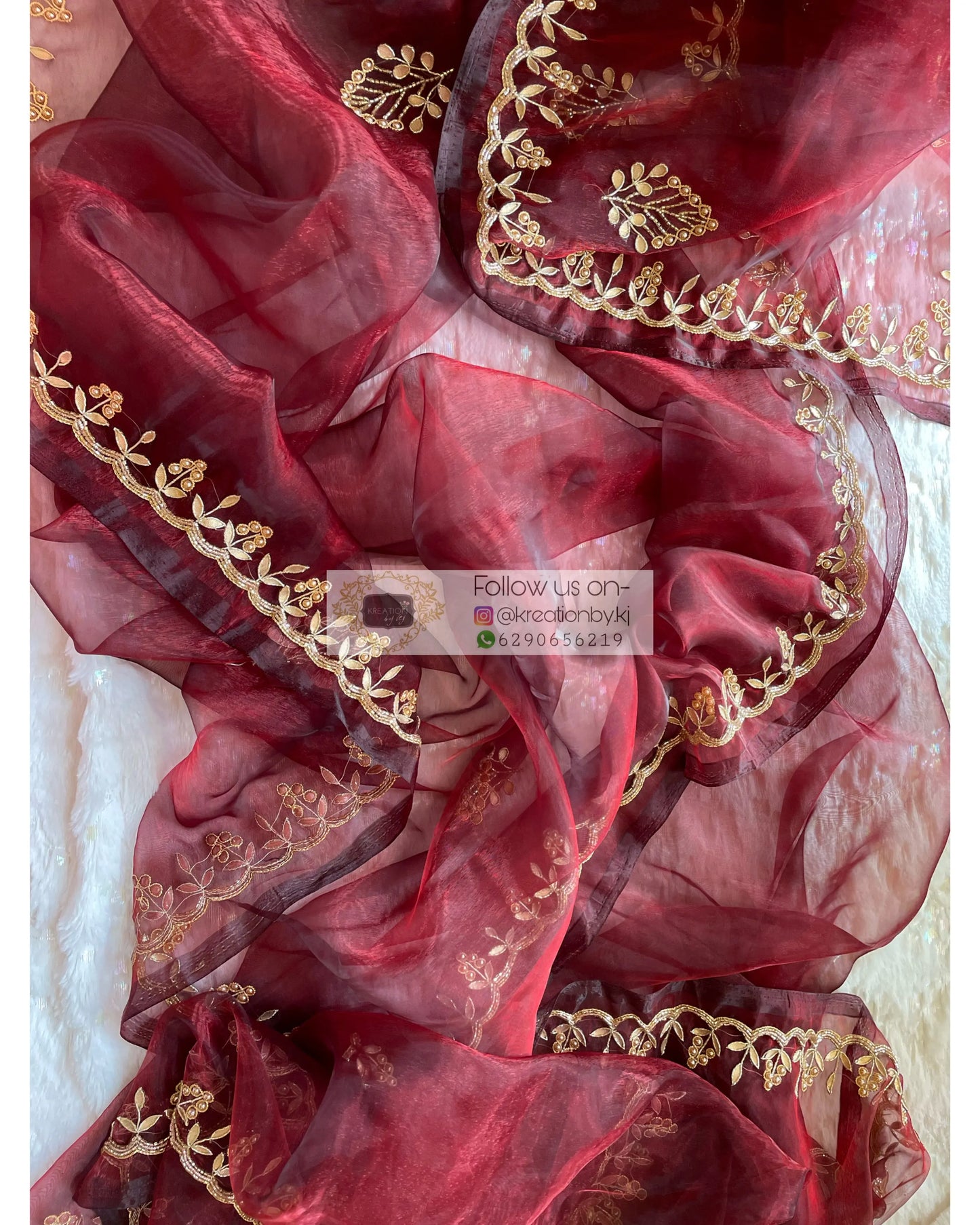 Maroon Gota Patti Dupatta - kreationbykj