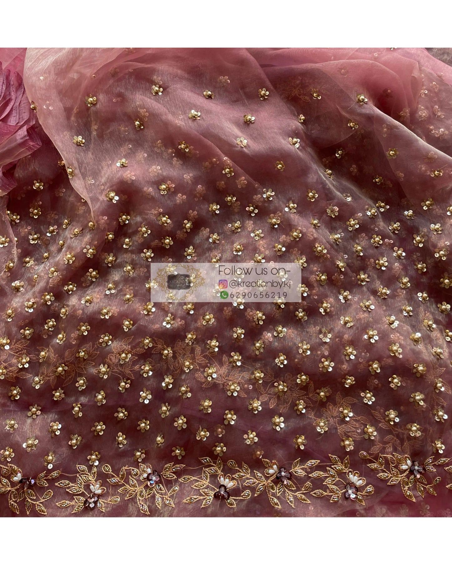 Rose Beige Badan pe Sitare Saree - kreationbykj