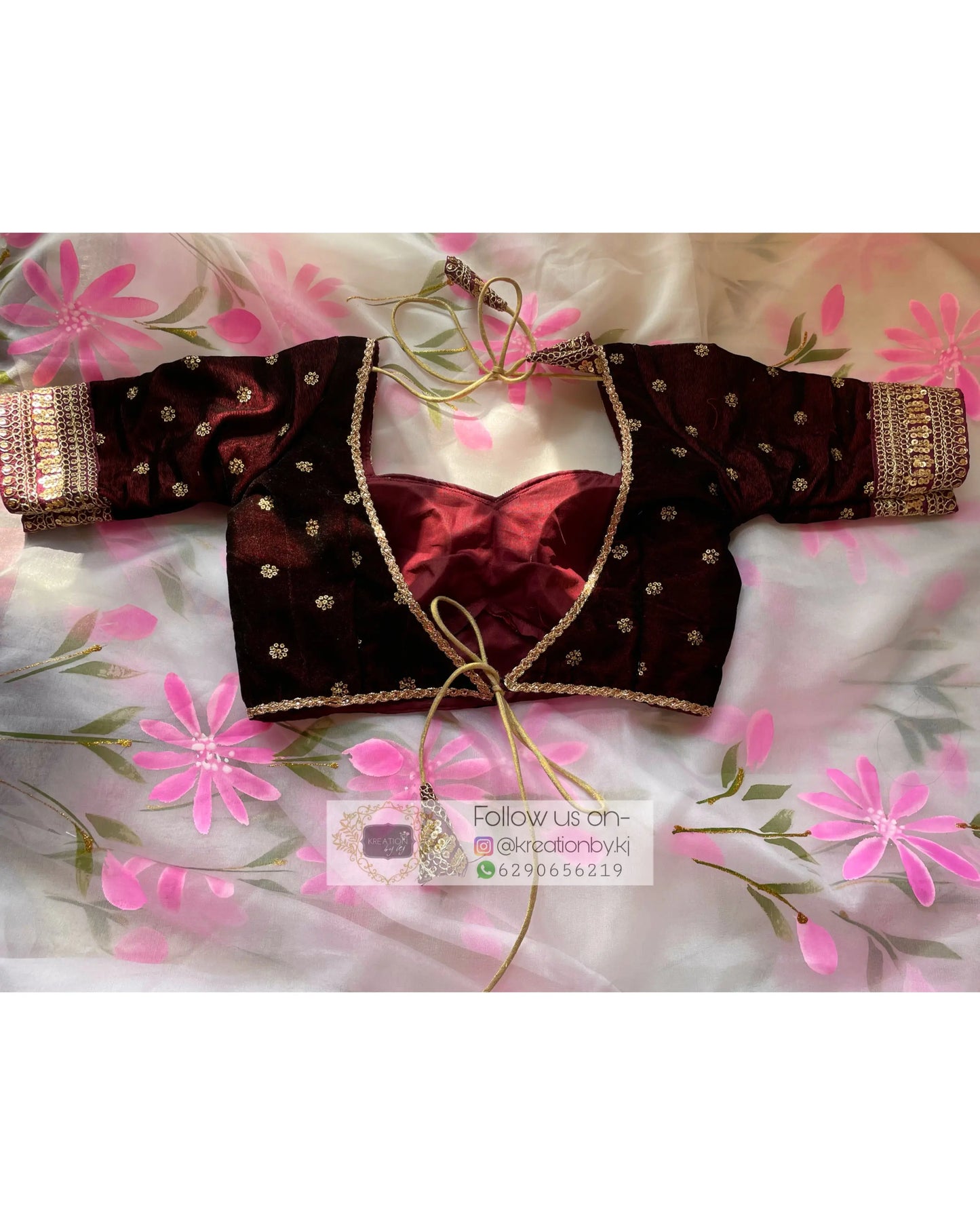 Ruhani Burgundy Velvet Blouse - kreationbykj