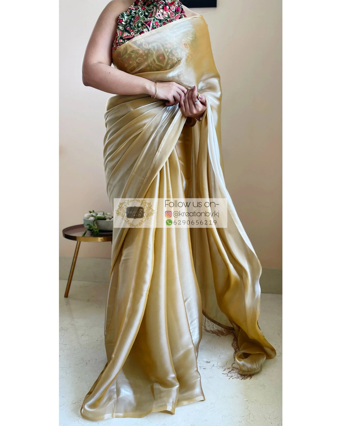 Cinnamon Dust Glass Organza Saree - kreationbykj