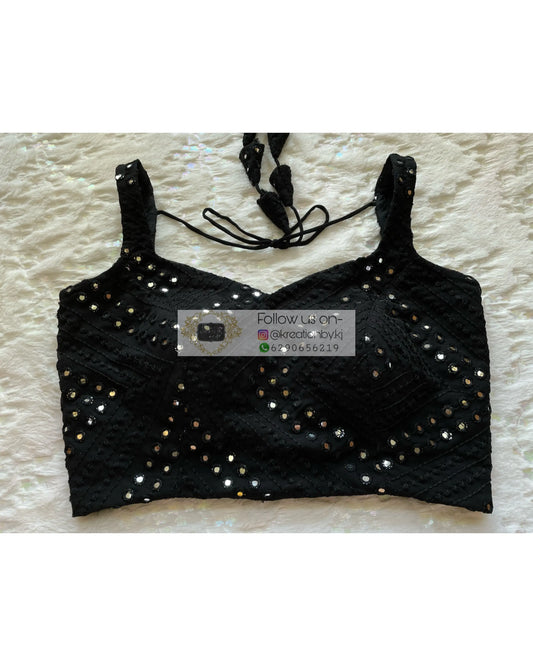 Black Sheesh Sleeveless Blouse - kreationbykj