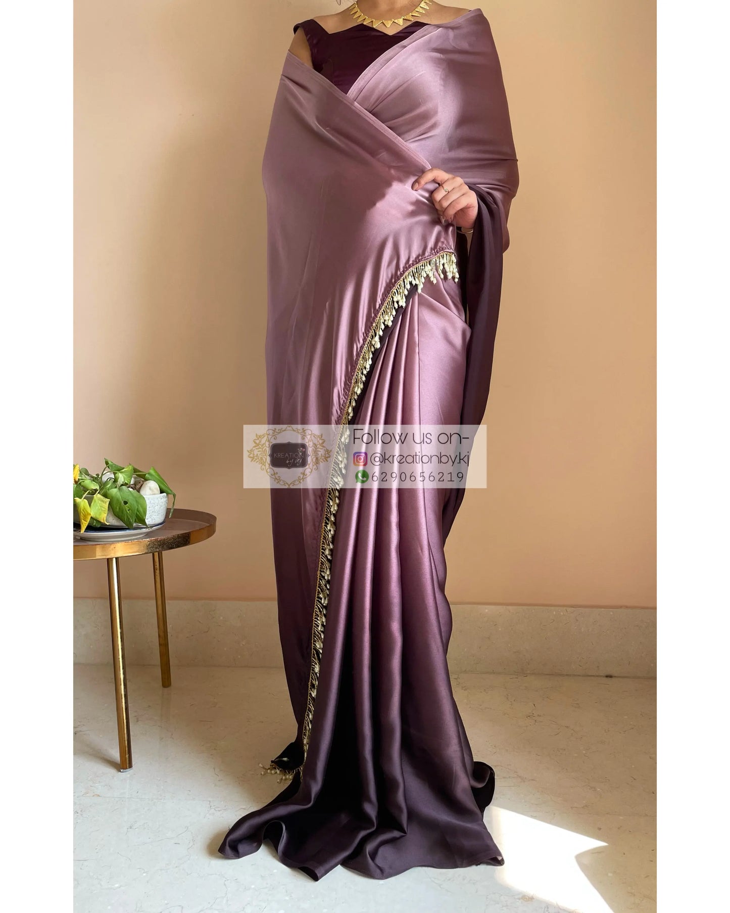 Black Gelato Ombré Crepe Silk Saree with Handmade Tassels on Pallu - kreationbykj