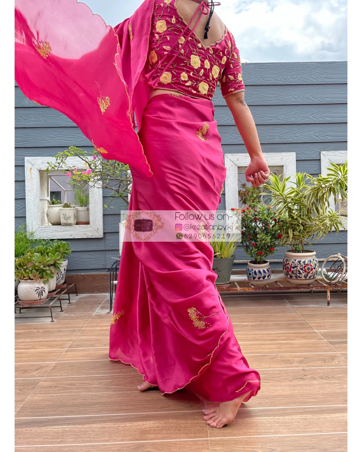 Dandelion Dust Pink Crepe Silk Saree - kreationbykj
