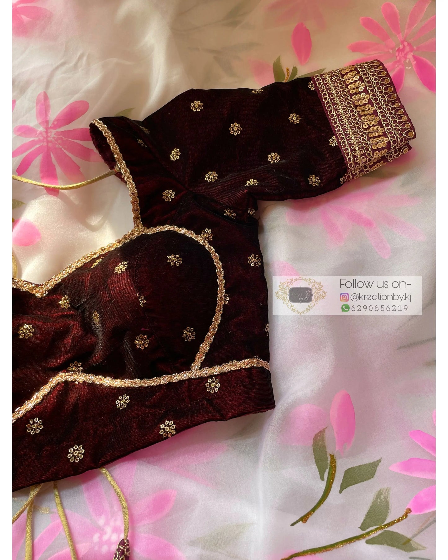 Ruhani Burgundy Velvet Blouse - kreationbykj