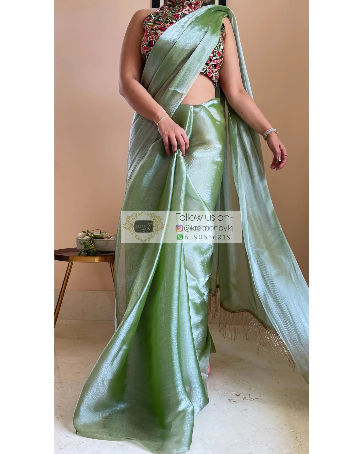 Absinthe Glass Organza Saree - kreationbykj
