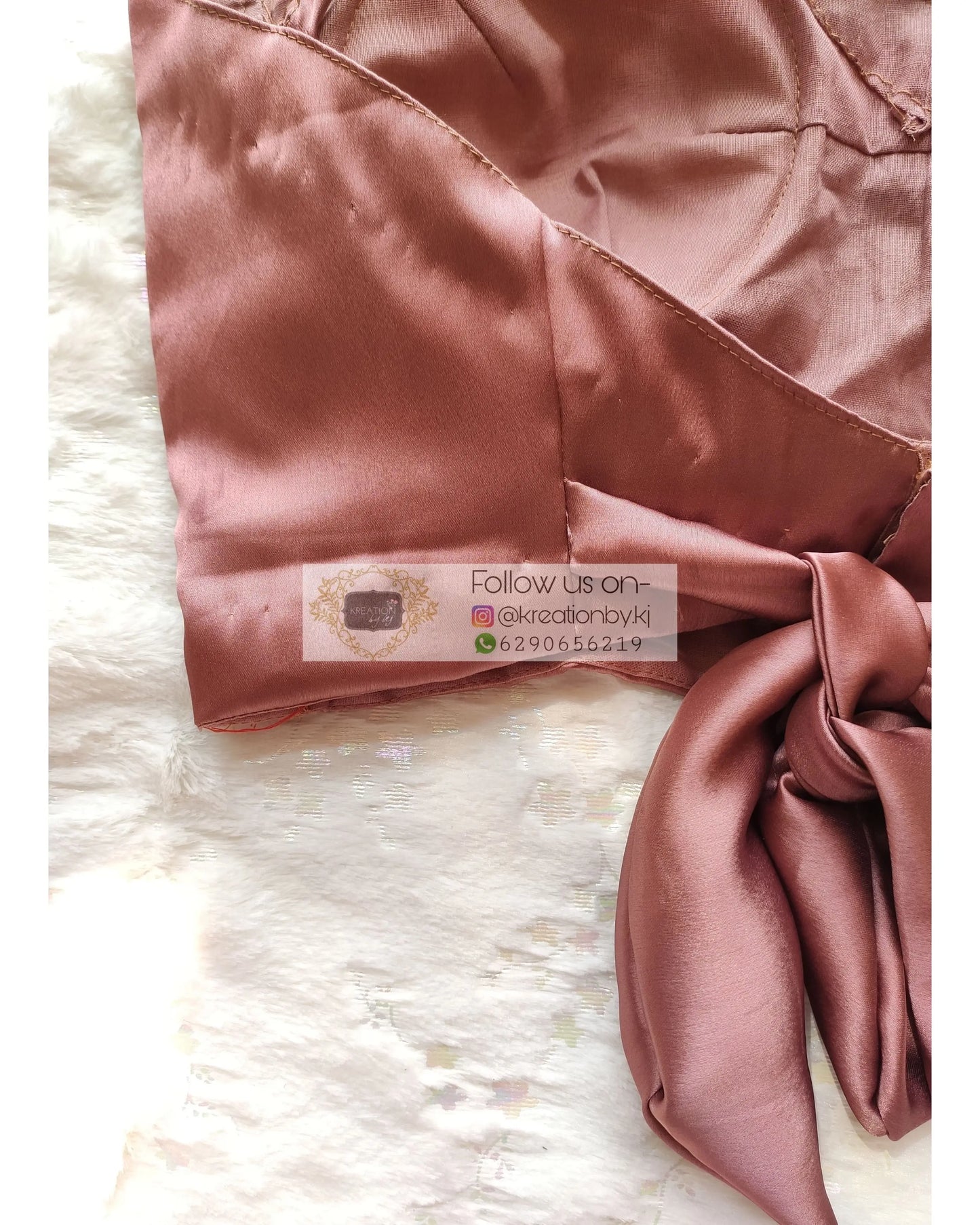 Rose Gold Satin silk Strappy Blouse - kreationbykj