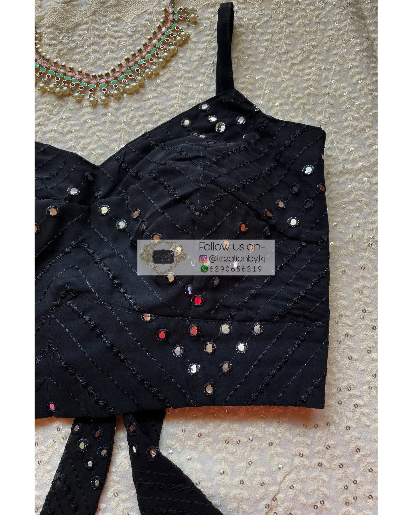 Black Sheesh Strappy Blouse - kreationbykj