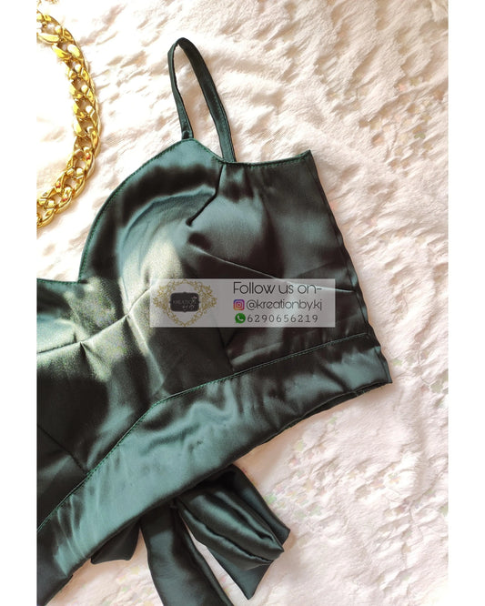 Dark Blackish Green Strappy Blouse - kreationbykj