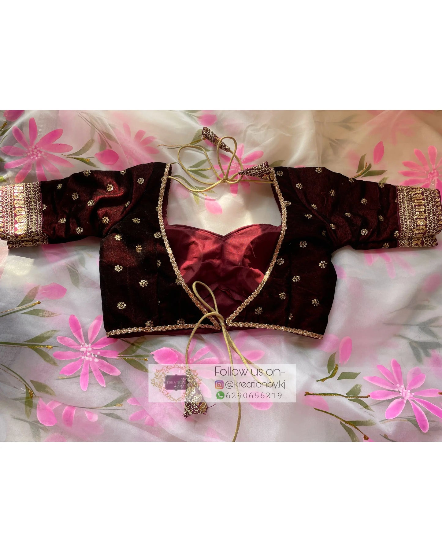 Ruhani Burgundy Velvet Blouse - kreationbykj