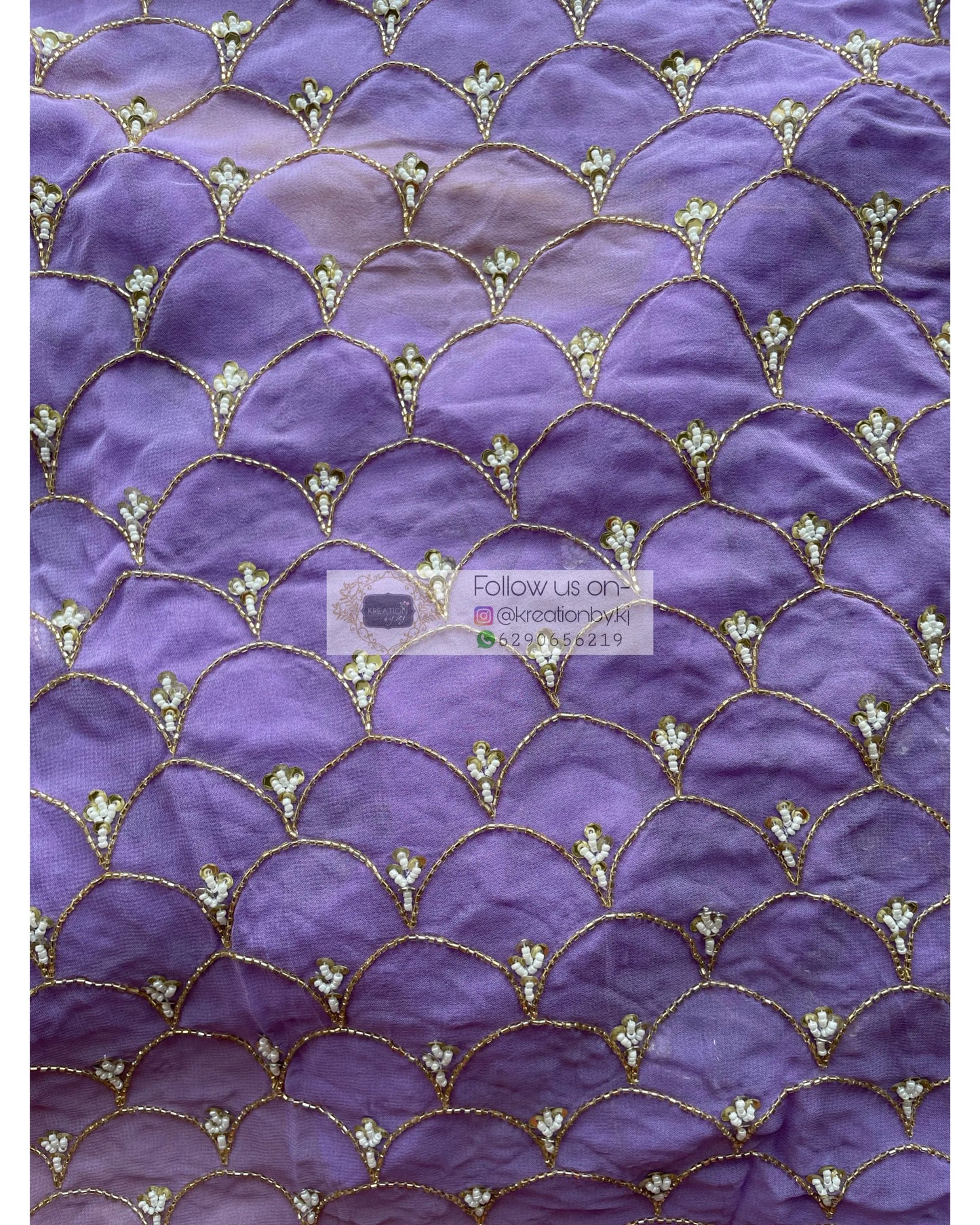 Lavender Mehraab Cutdana Jaal Saree - kreationbykj