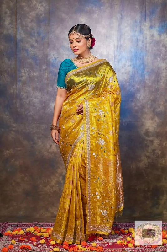 Luxe Golden Tissue Jaal Saree kreationbykj