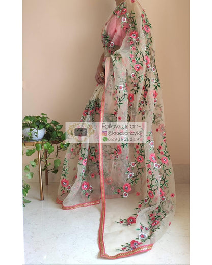 Floral organza saree