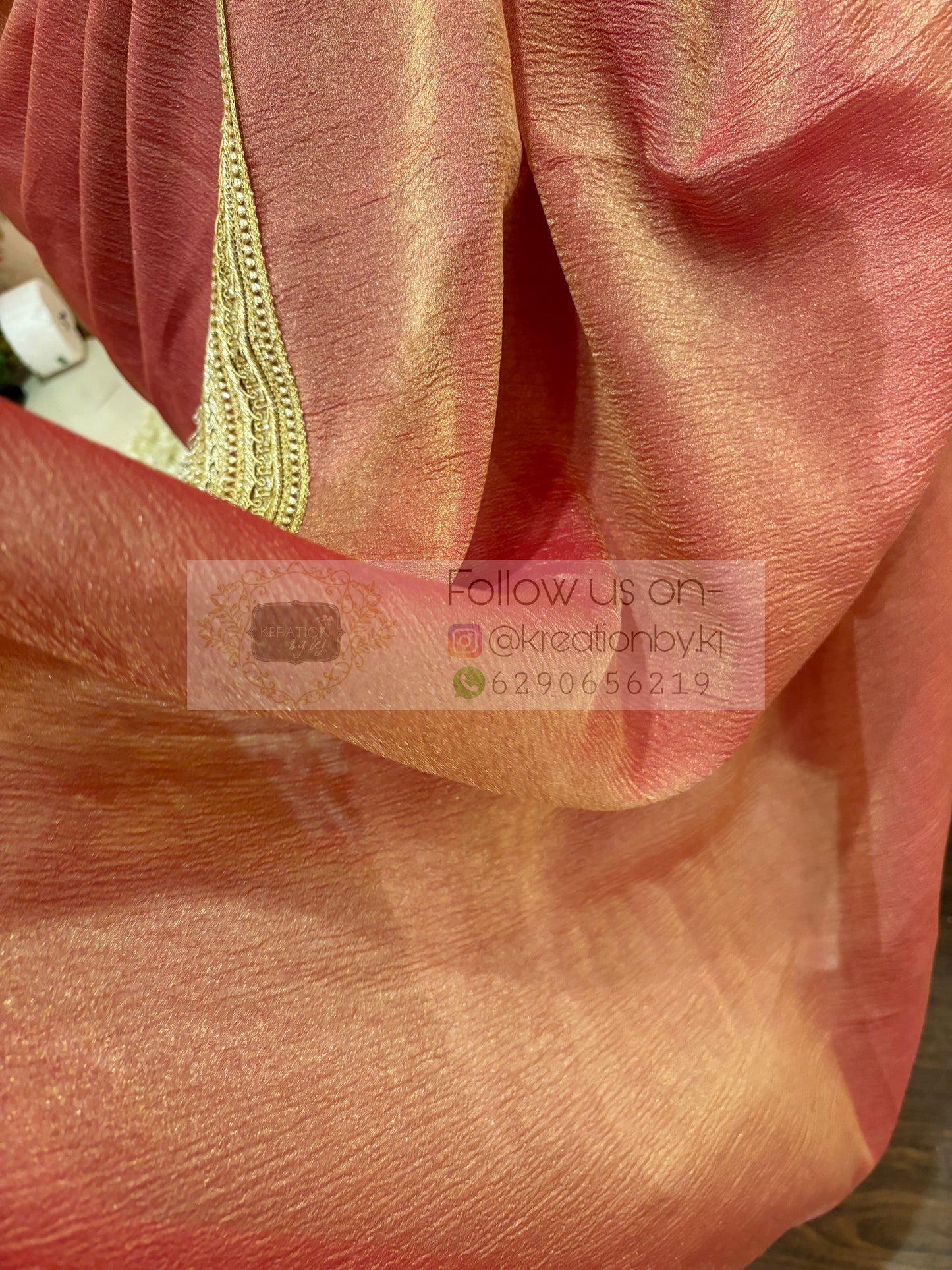 Old Rose Tissue Organza Banno Saree