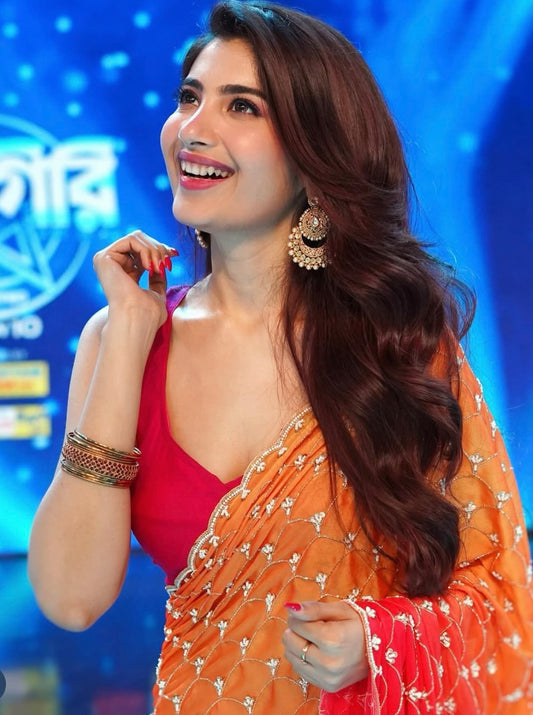 Gulab Khas Ombre Mehraab Jaal Cutdana Saree