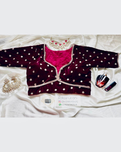 Plum Velvet Deep Neck Blouse