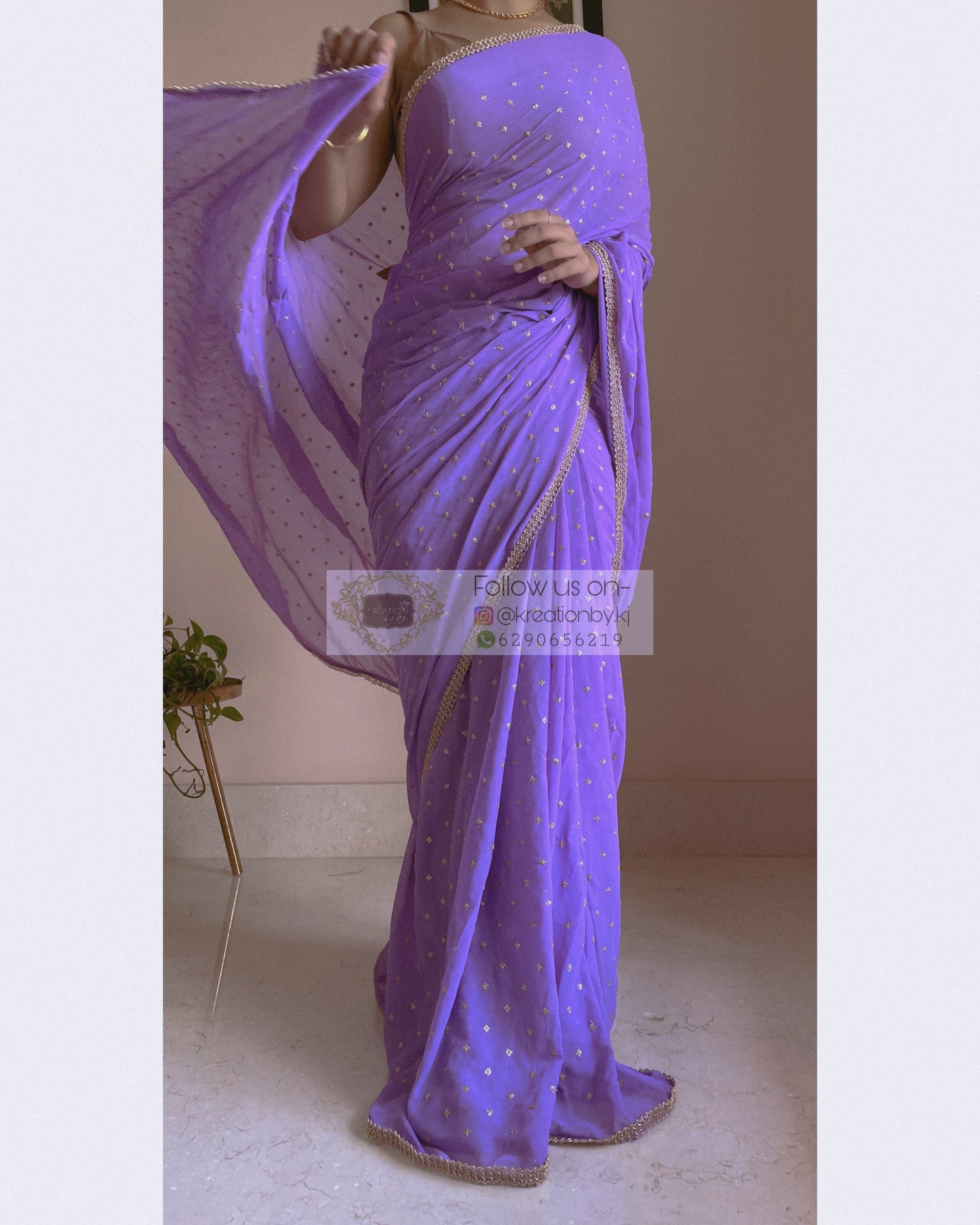 Lavender Ragini Georgette Saree