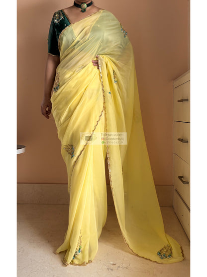 Pristine Yellow Scent of Yesterday Saree
