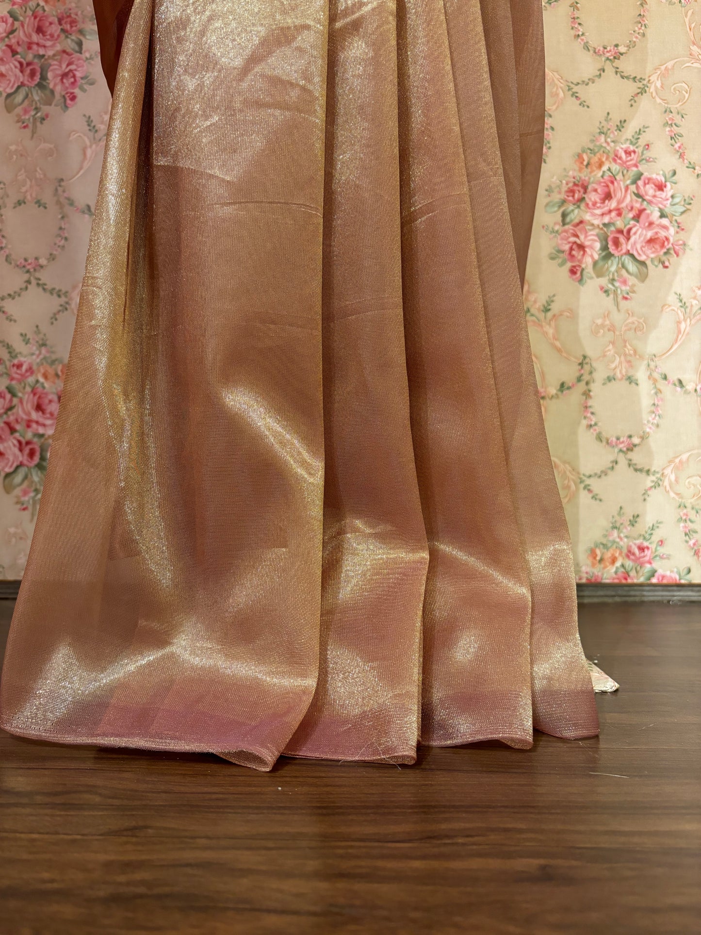 Rose Beige Tissue Net Saree