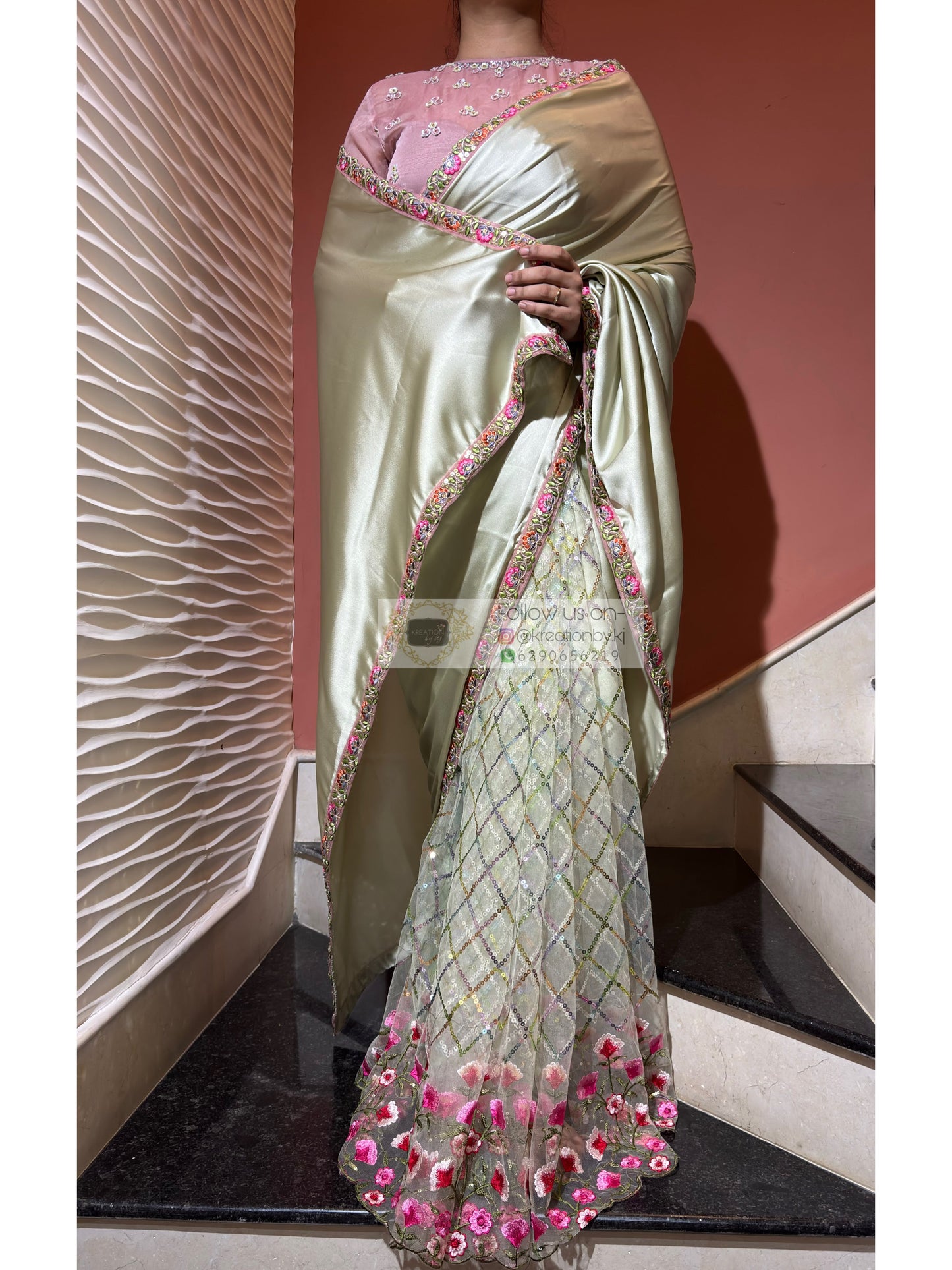 Spring Whispers Satin & Net Half Saree kreationbykj