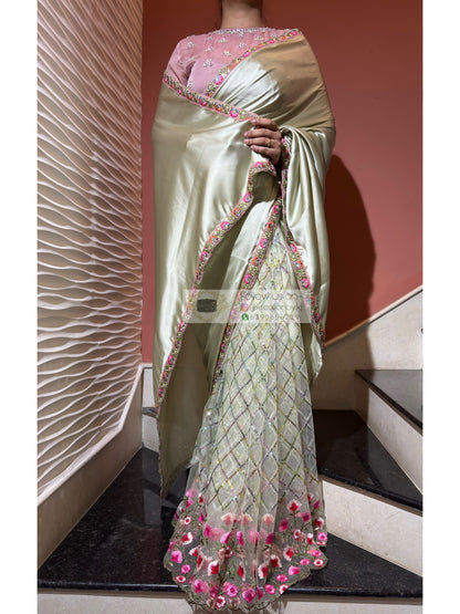 Spring Whispers Satin & Net Half Saree kreationbykj