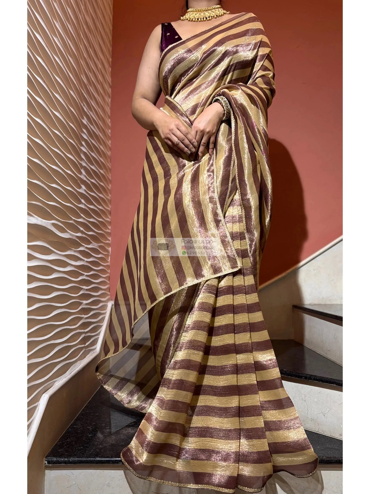 Striped Tissue Saree Kreation by KJ