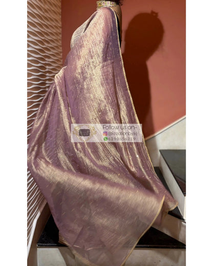 Lavender Crushed Tissue Saree Kreation by KJ
