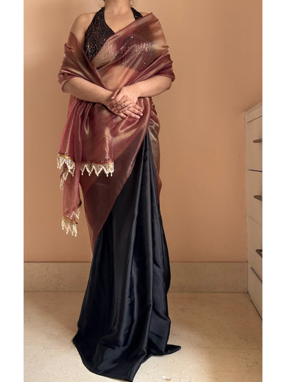 Rosewood Latte Tissue Saree
