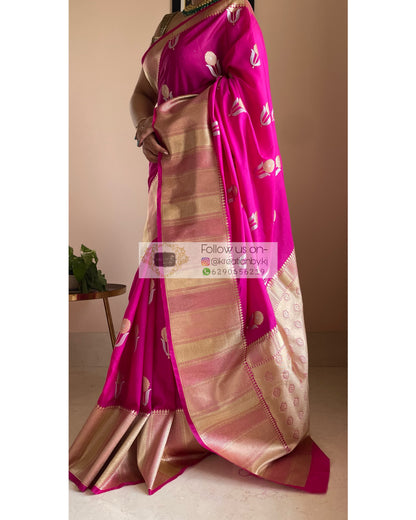 Fuschia Kataan Silk Saree with Gulaab Boota