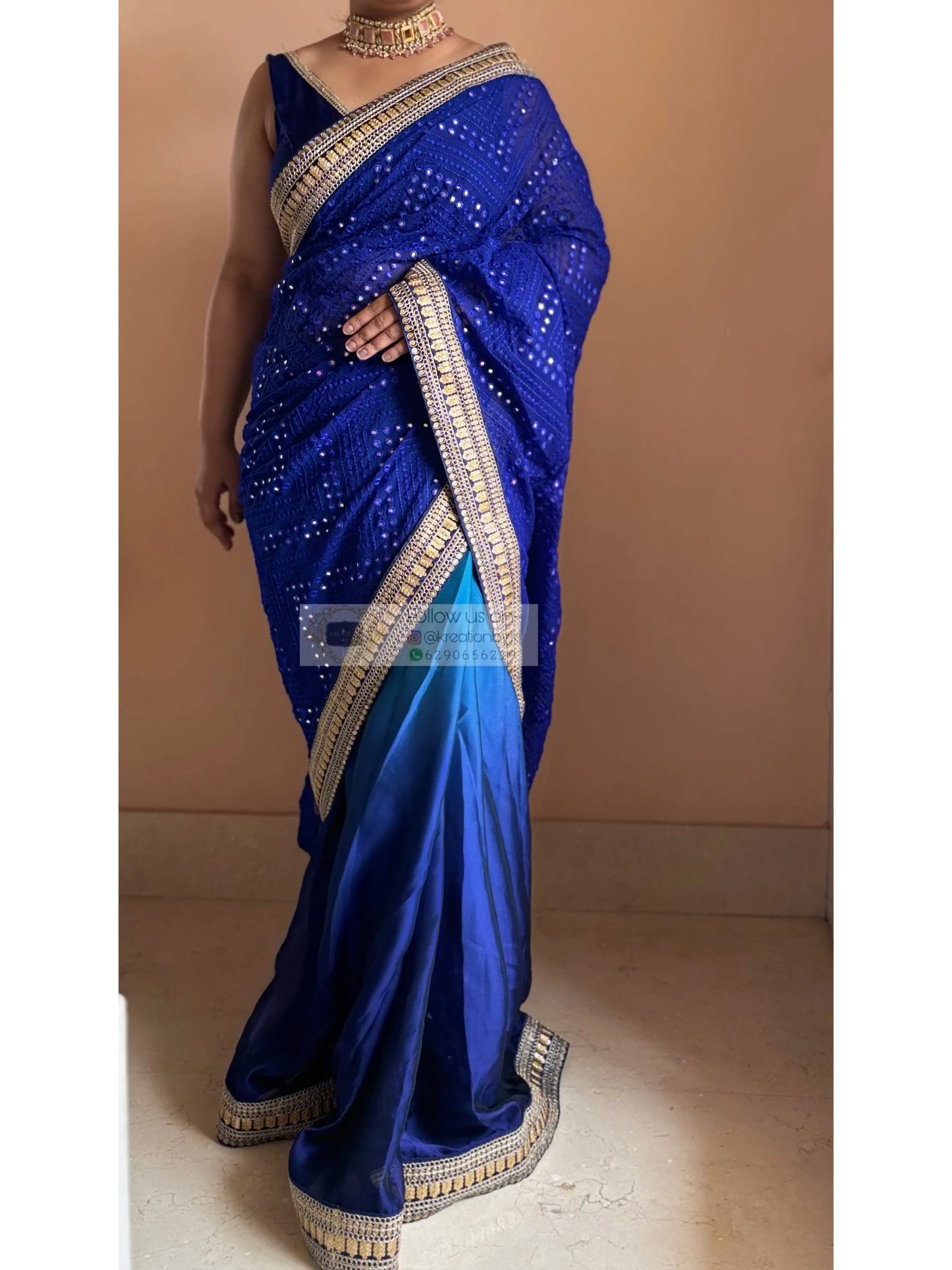 Siyahi Ombre Sheesh Saree