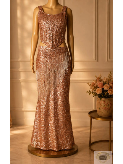 Rose Gold Sequinned Gown Kreation by KJ