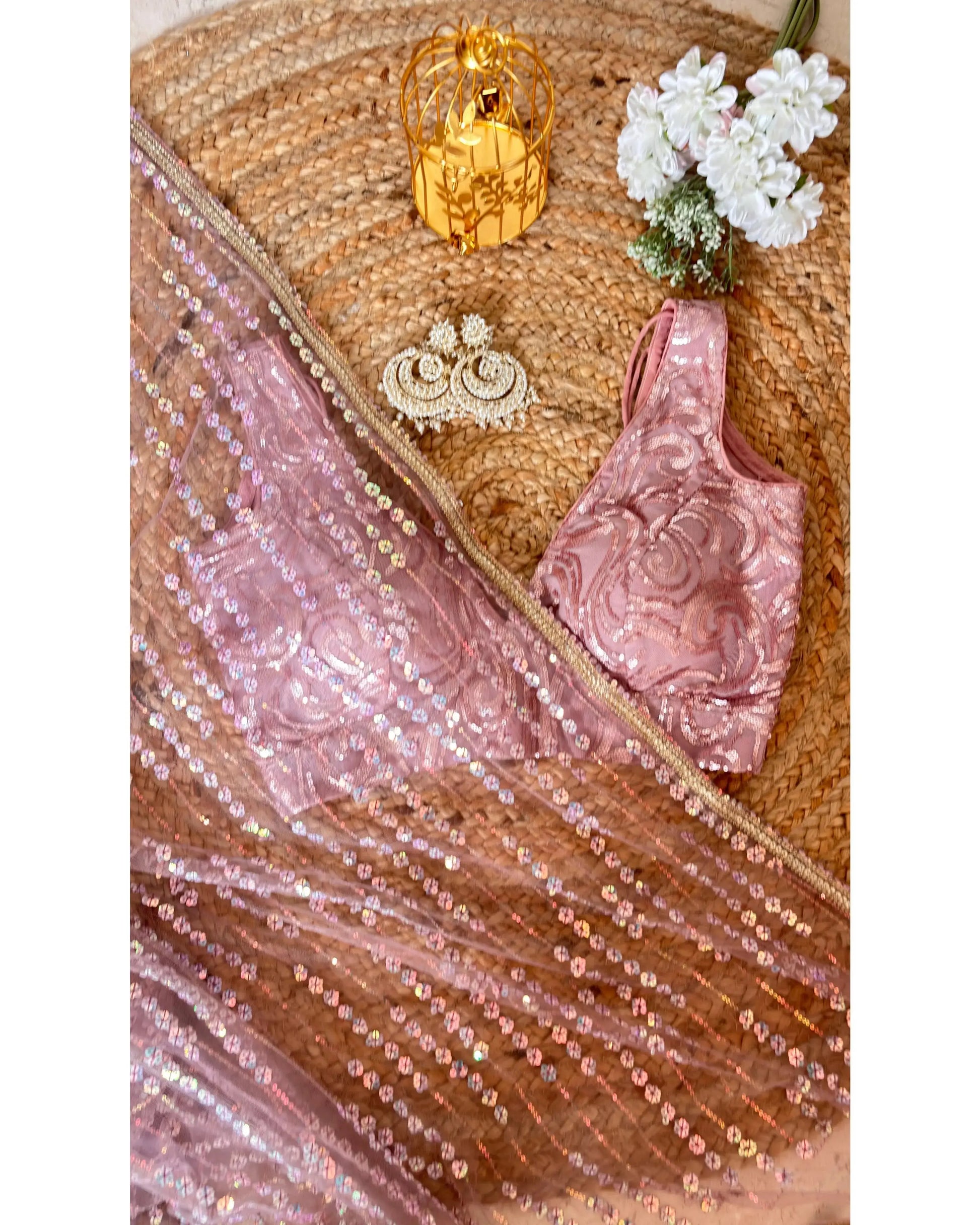 Lilac Sequin Spring Soiree Saree Kreation by KJ