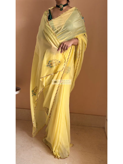 Pristine Yellow Scent of Yesterday Saree