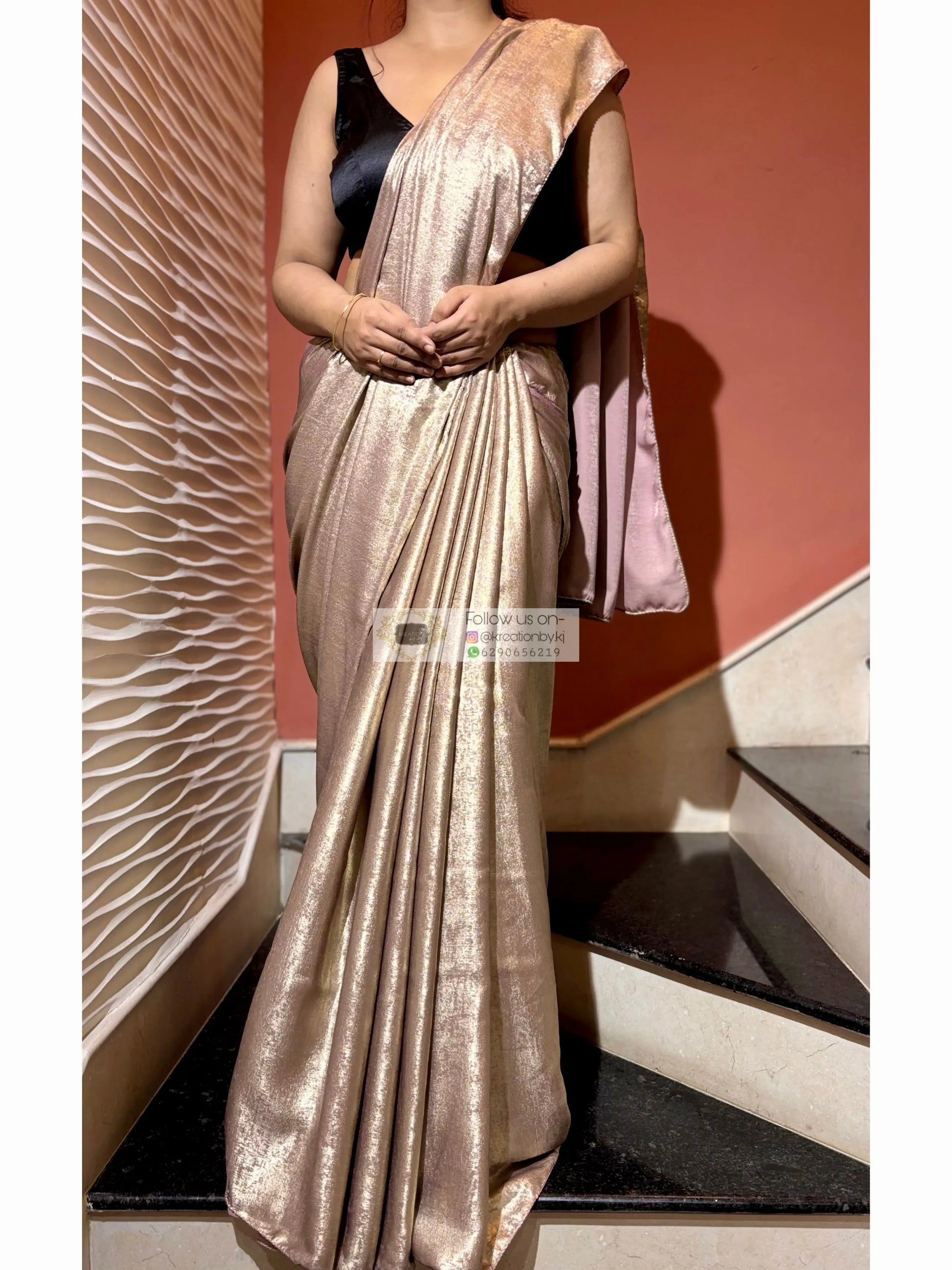 Mauve Glam Gold Shimmer Saree Kreation by KJ