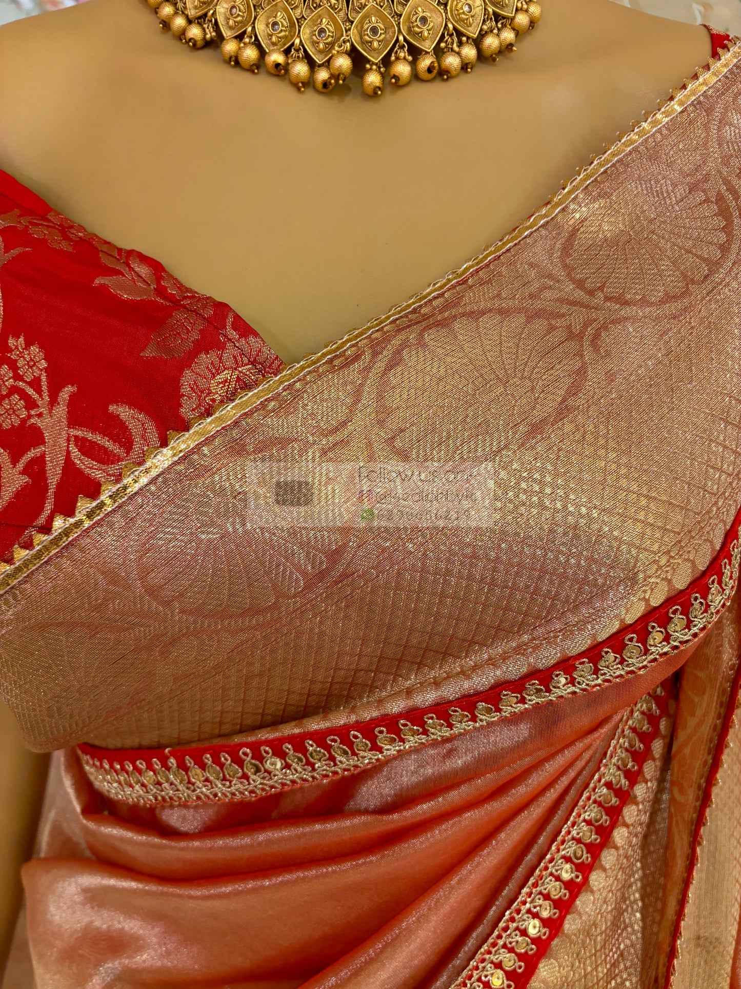 Peach Banarasi Tissue Saree