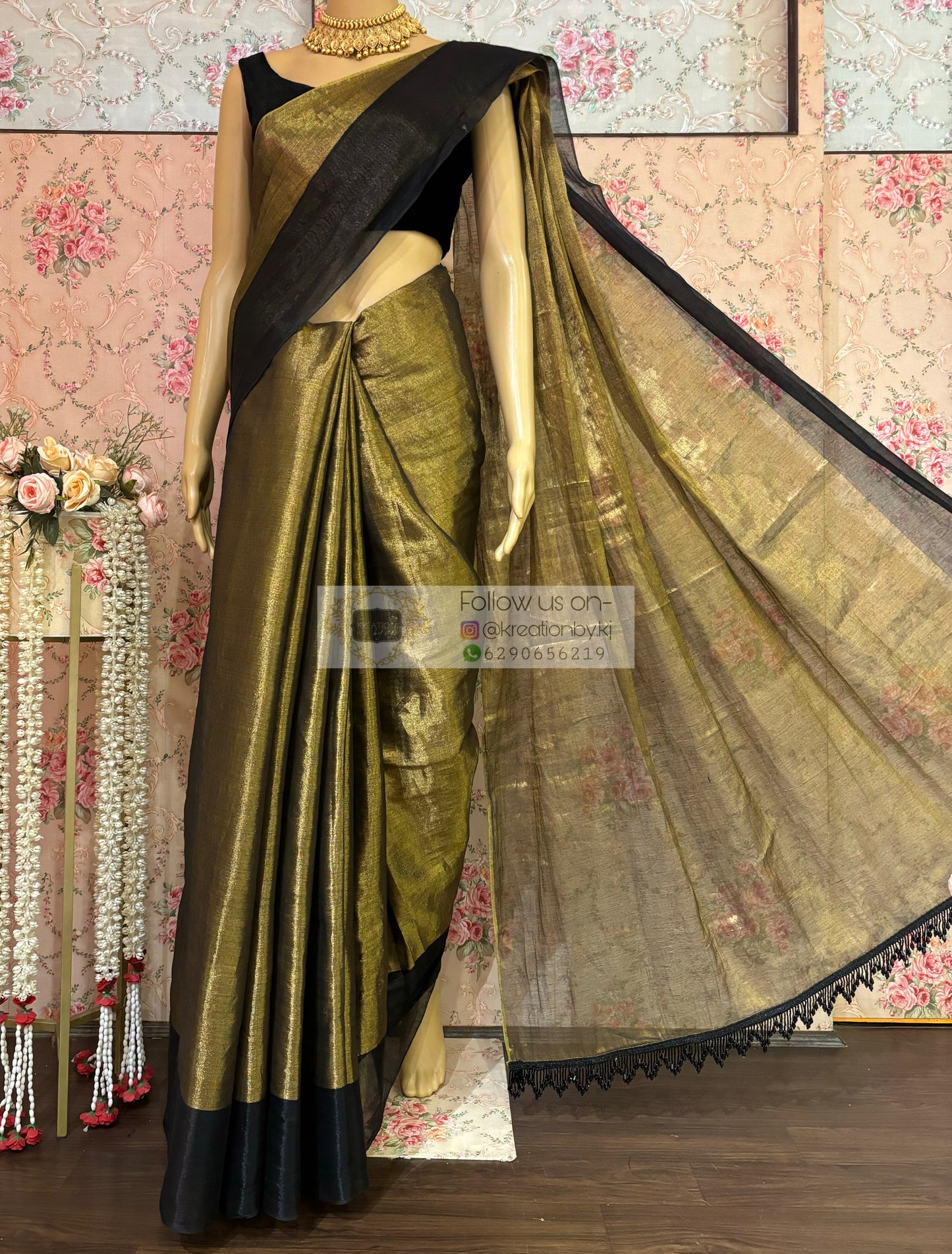 Antique Gold Tissue Saree