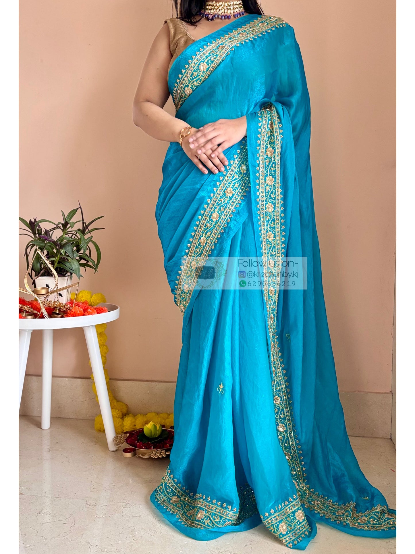 Persian Blue Zarina Saree kreationbykj