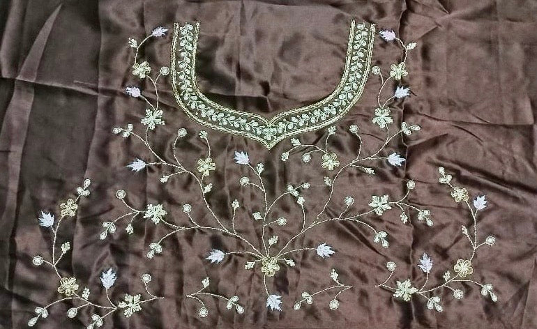 Nazakat Copper Glass Tissue Saree For Wedding kreationbykj