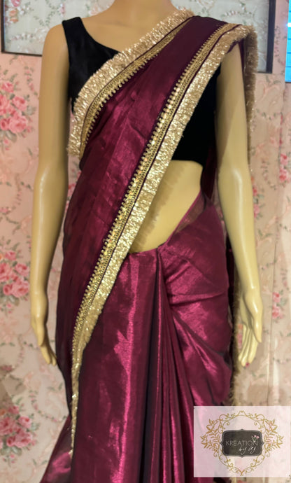 Wine Tissue Banno Saree