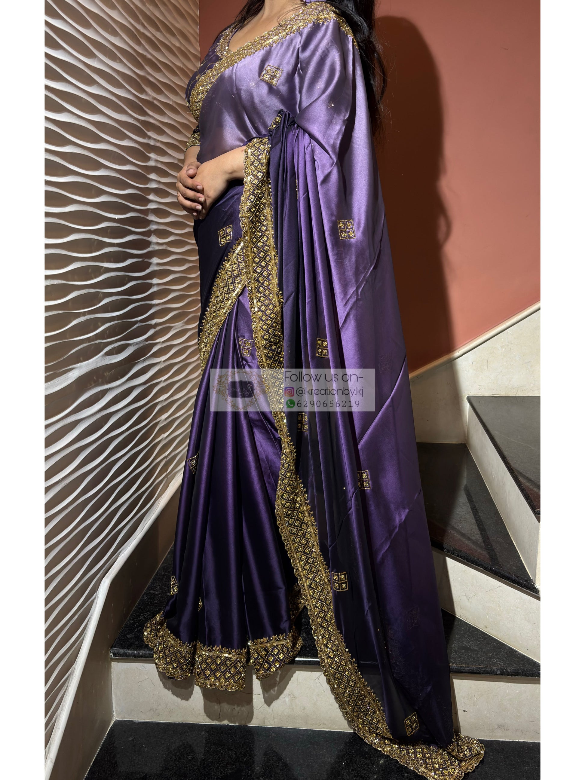 Amethyst Ombre Georgette Zeenat Saree kreationbykj