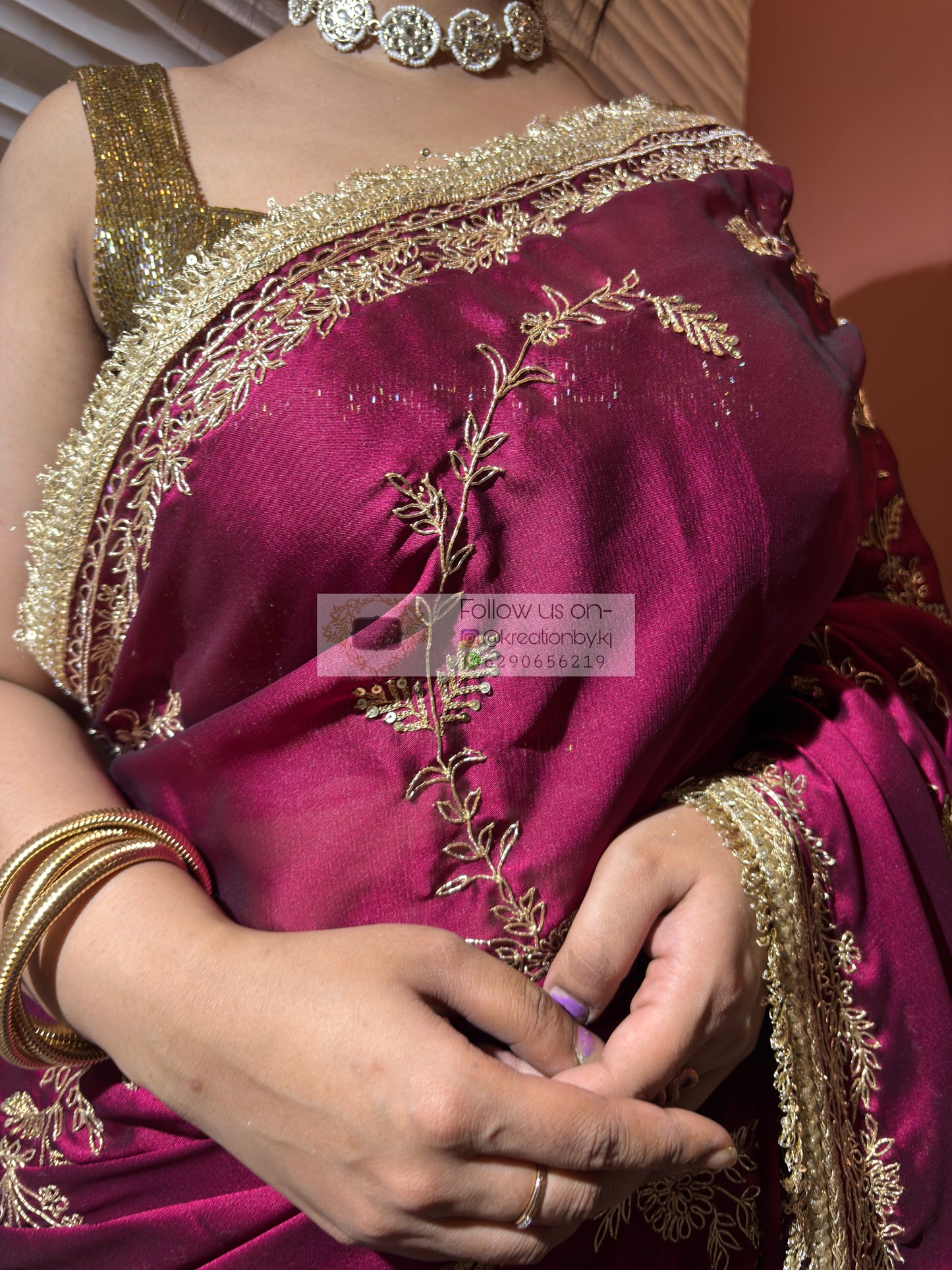 Piya Bawri Wine Georgette Saree - kreationbykj