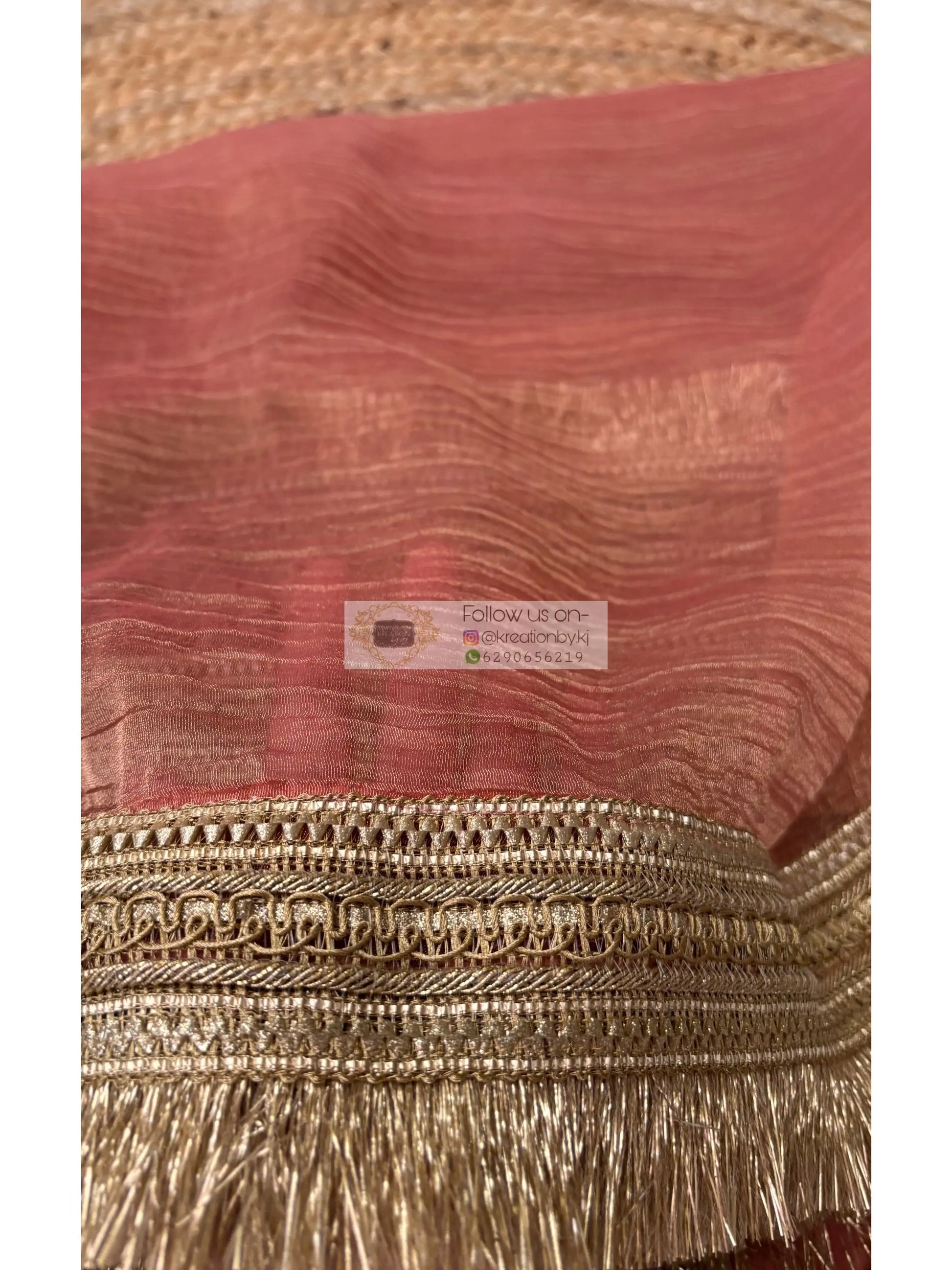 Old Rose Tissue Silk Banno Saree kreationbykj