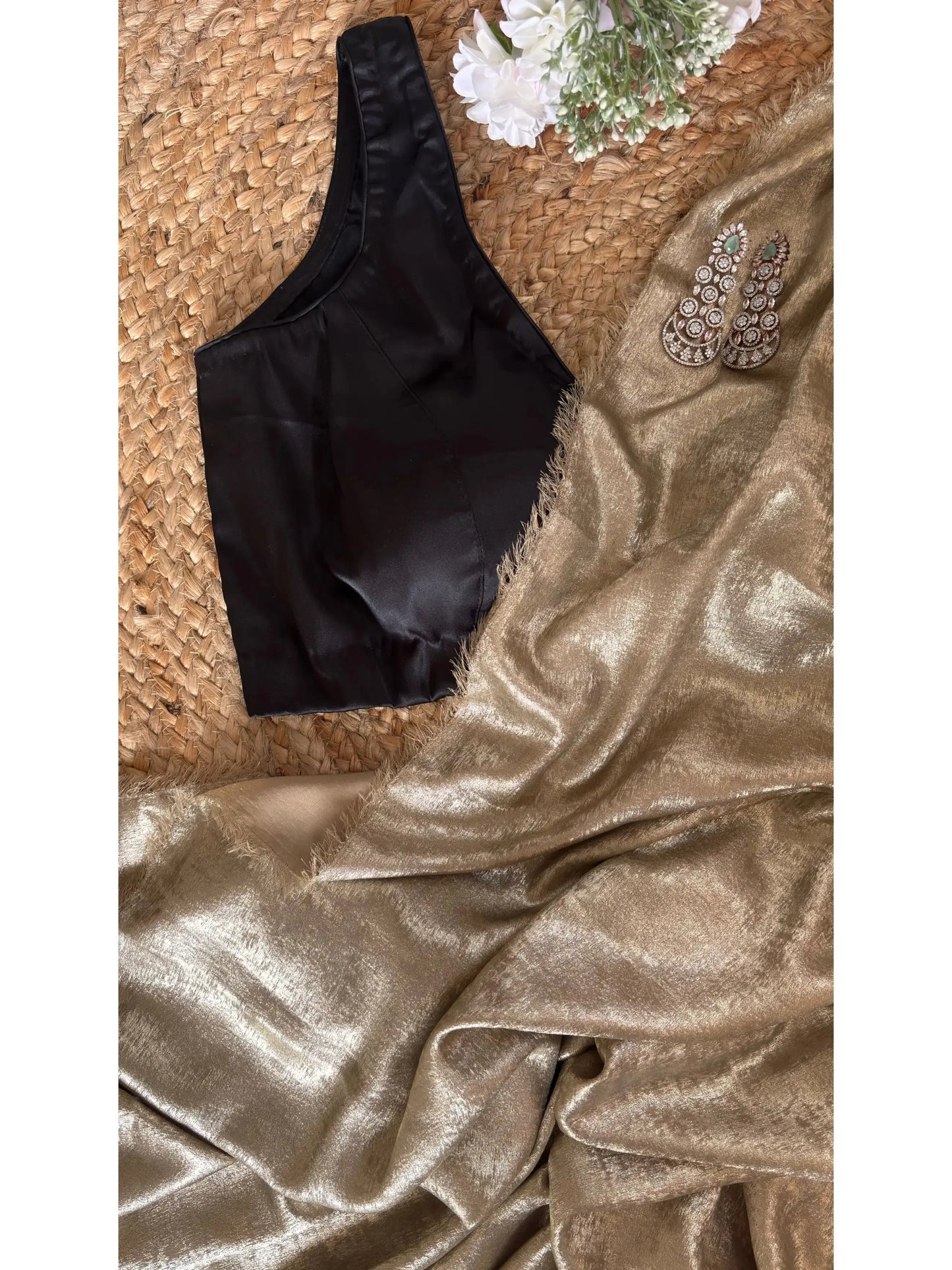 Glam Gold Shimmer Cocktail Saree Kreation by KJ