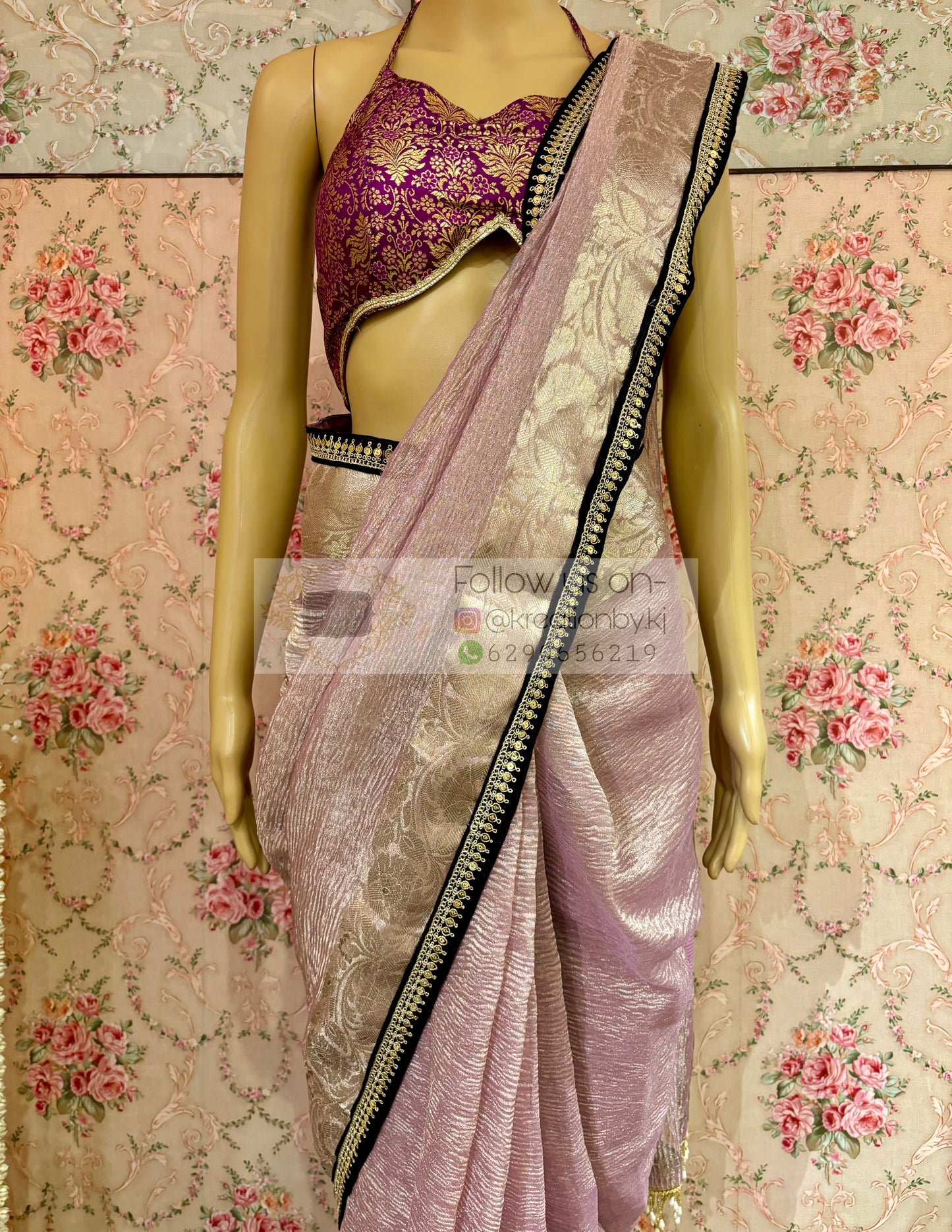 Lilac Crushed Tissue Banarasi Saree